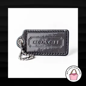 2.5" Large COACH GRAY PATENT LEATHER KEYFOB BAG CHARM KEYCHAIN HANGTAG TAG