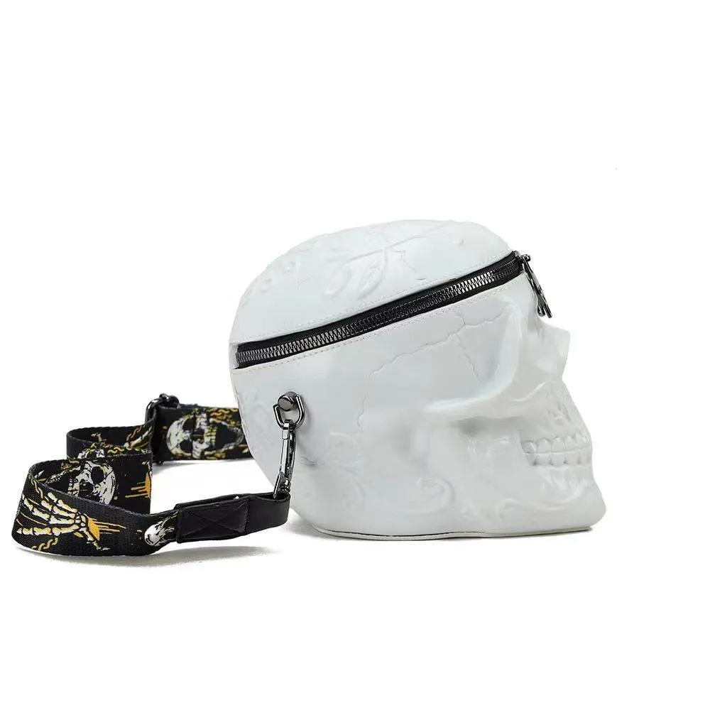 3D Bags Skull Messenger Shoulder Handbag Small White