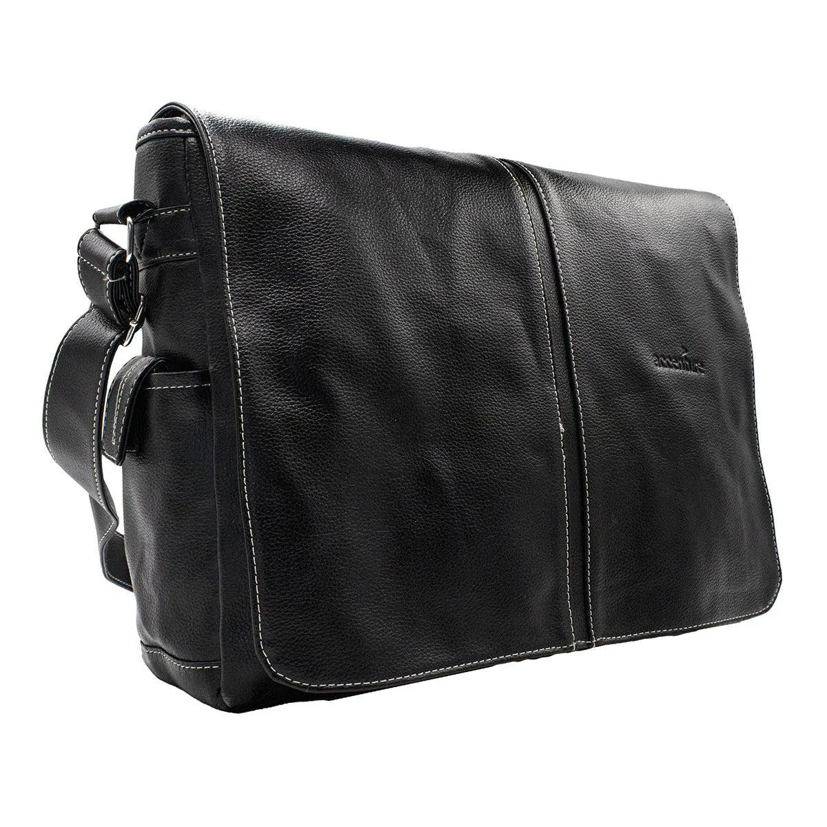 Accenture Flap Messenger Bags Leather Black Colour For Men