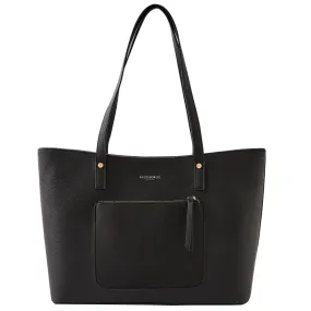 Accessorize London Women's Faux Leather Black Eleanor Tote Bag