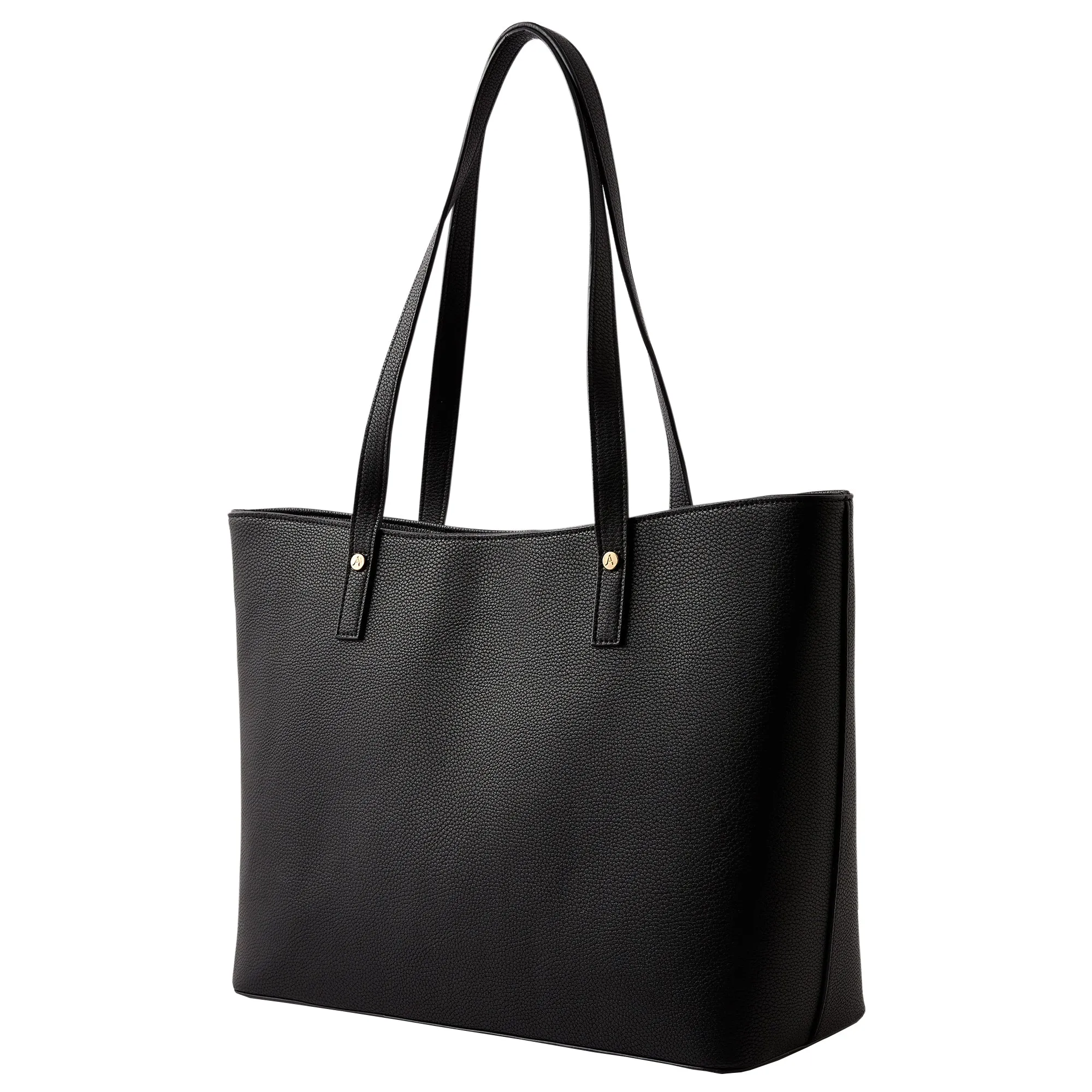 Accessorize London Women's Faux Leather Black Eleanor Tote Bag