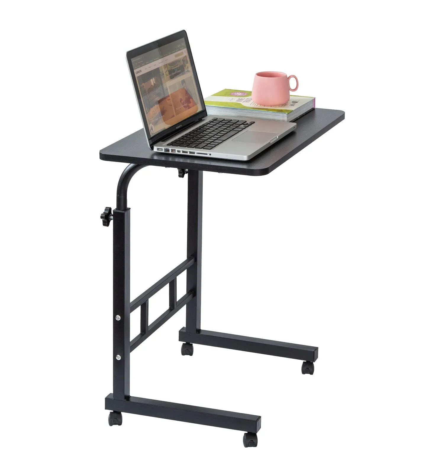 Adjustable Portable Laptop Desk, Large Surface, Lockable Wheels