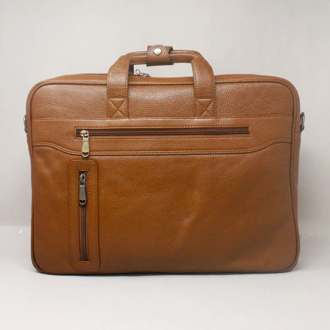 Ambitie Rank Genuine Leather Tan Laptop Bag