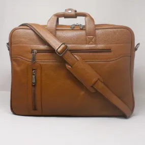 Ambitie Rank Genuine Leather Tan Laptop Bag