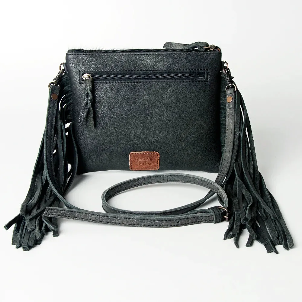 American Darling White/Black Hide with Acid Wash and Fringe Purse