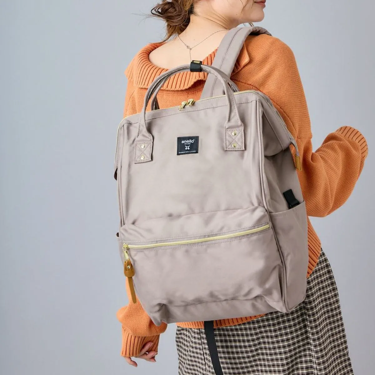 Anello Cross Bottle Backpack Large in Grey Beige