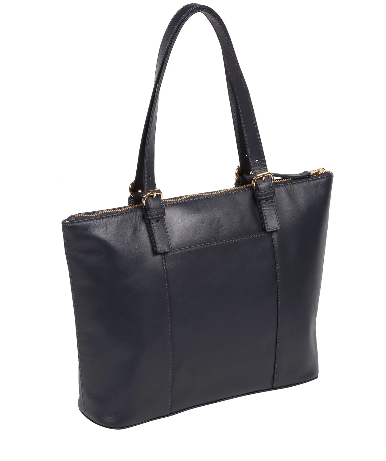 'Aster' Navy Leather Tote Bag