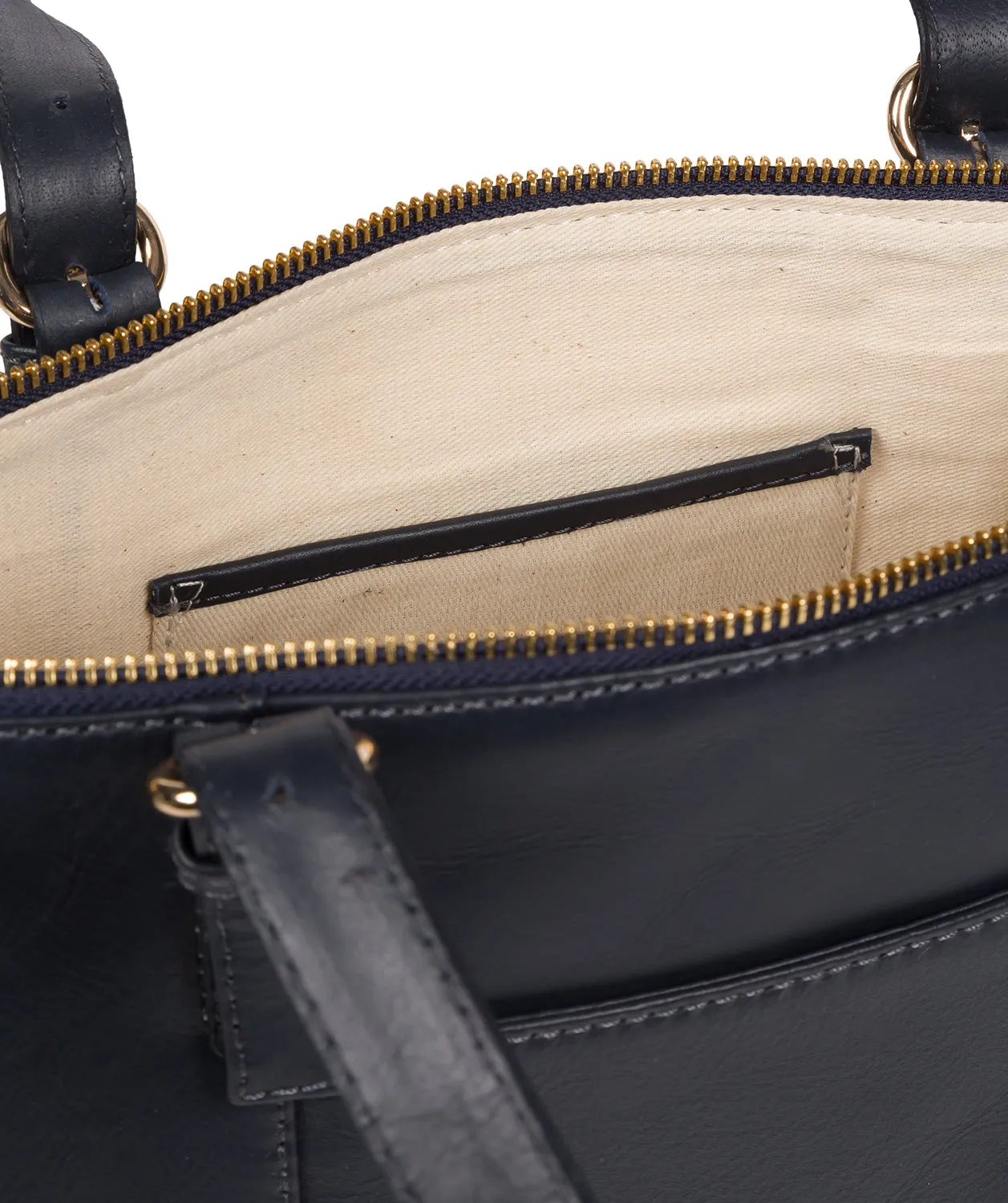 'Aster' Navy Leather Tote Bag