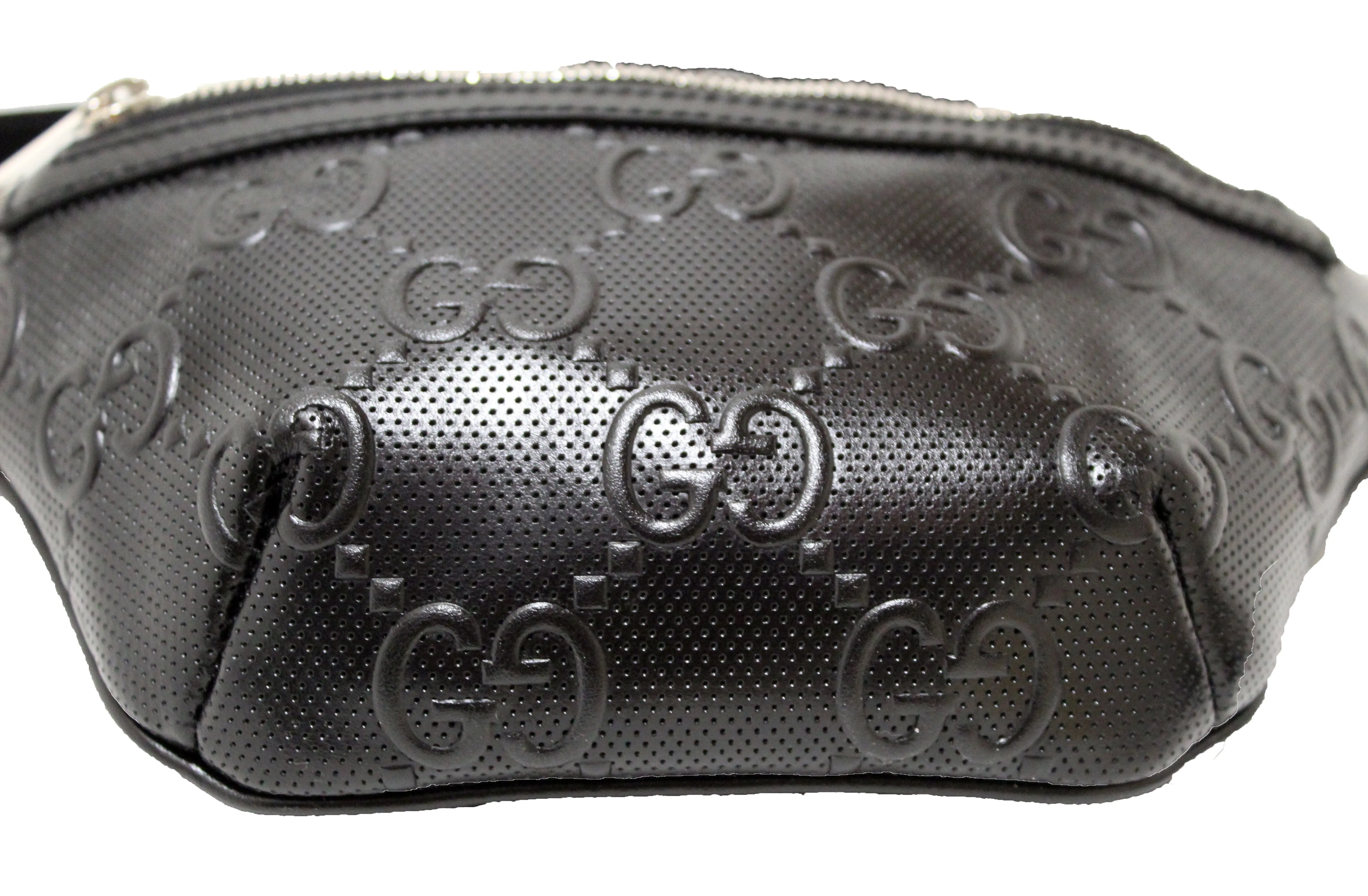 Authentic NEW Gucci GG Embossed Black Leather Belt Bag