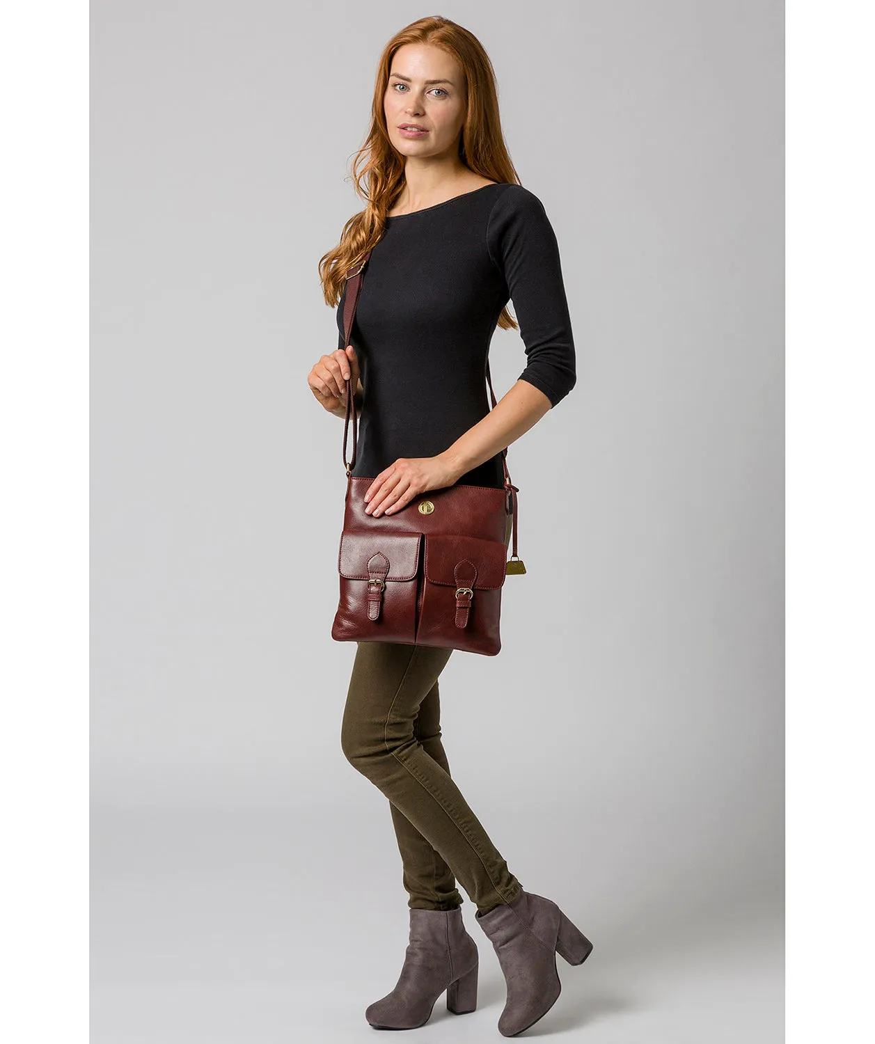 'Azalea' Chestnut Leather Cross Body Bag