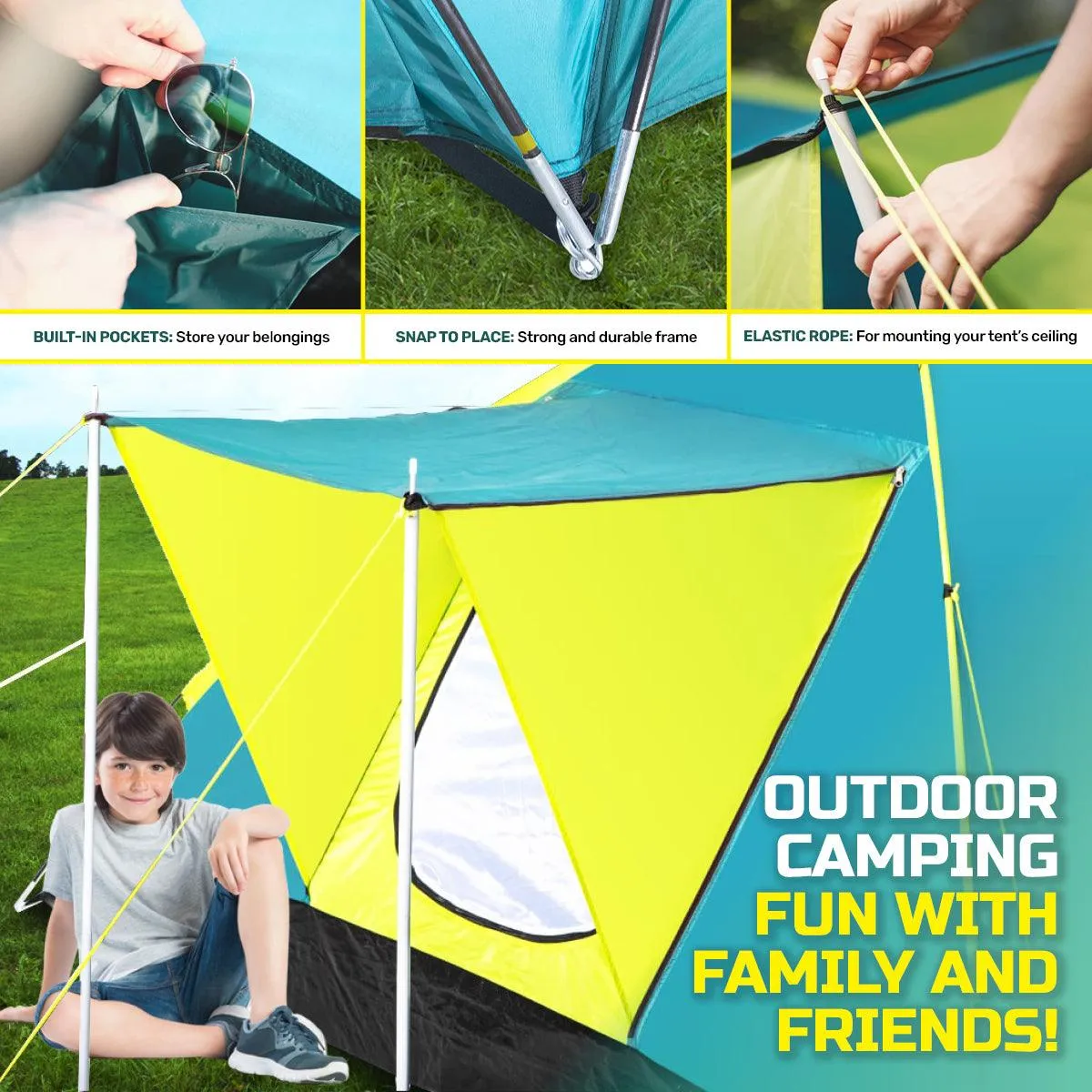 Bestway 2.1m x 2.1m Tent 3 Person UV Protected Double Layered Carry Bag Pegs