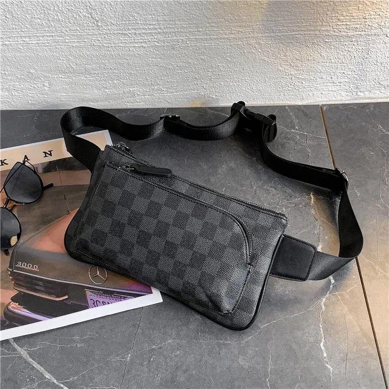 Black And Grey Checkered Pattern Sling Bag