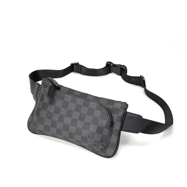 Black And Grey Checkered Pattern Sling Bag