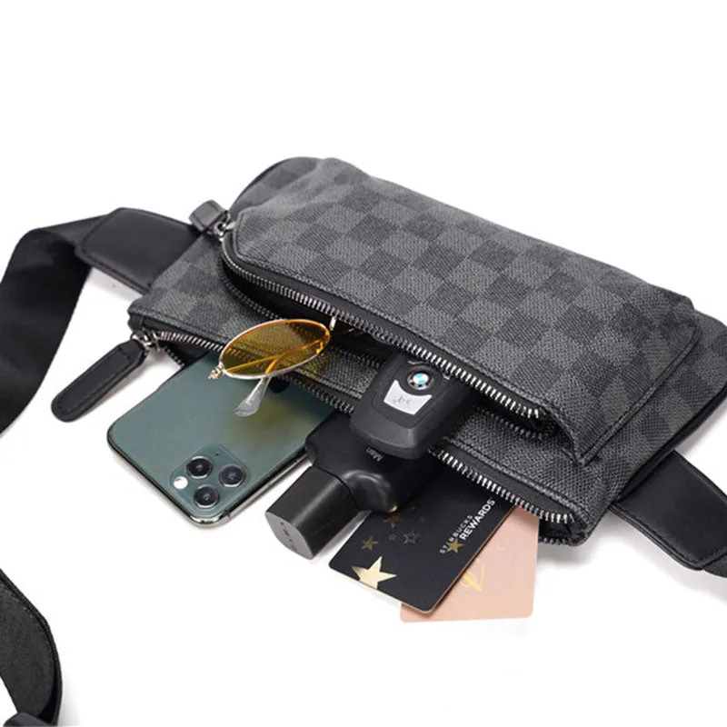 Black And Grey Checkered Pattern Sling Bag