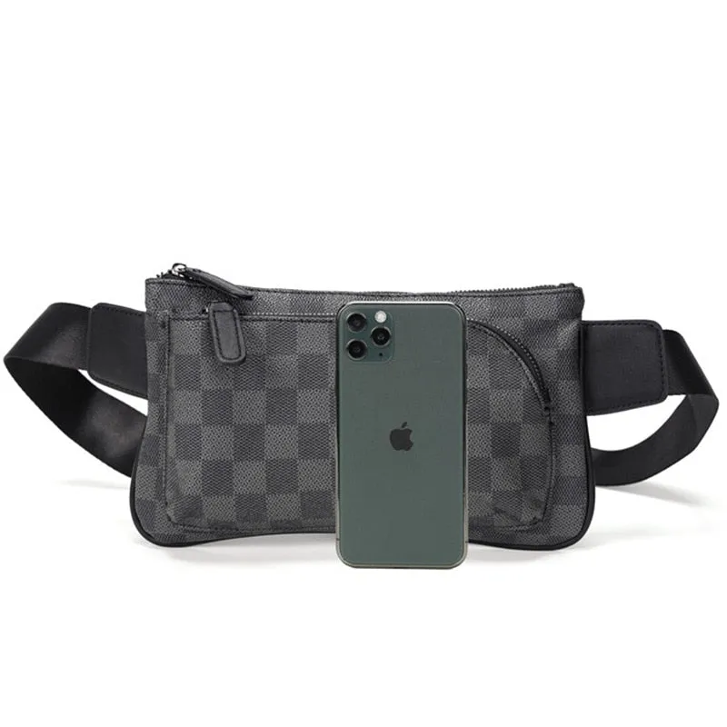 Black And Grey Checkered Pattern Sling Bag