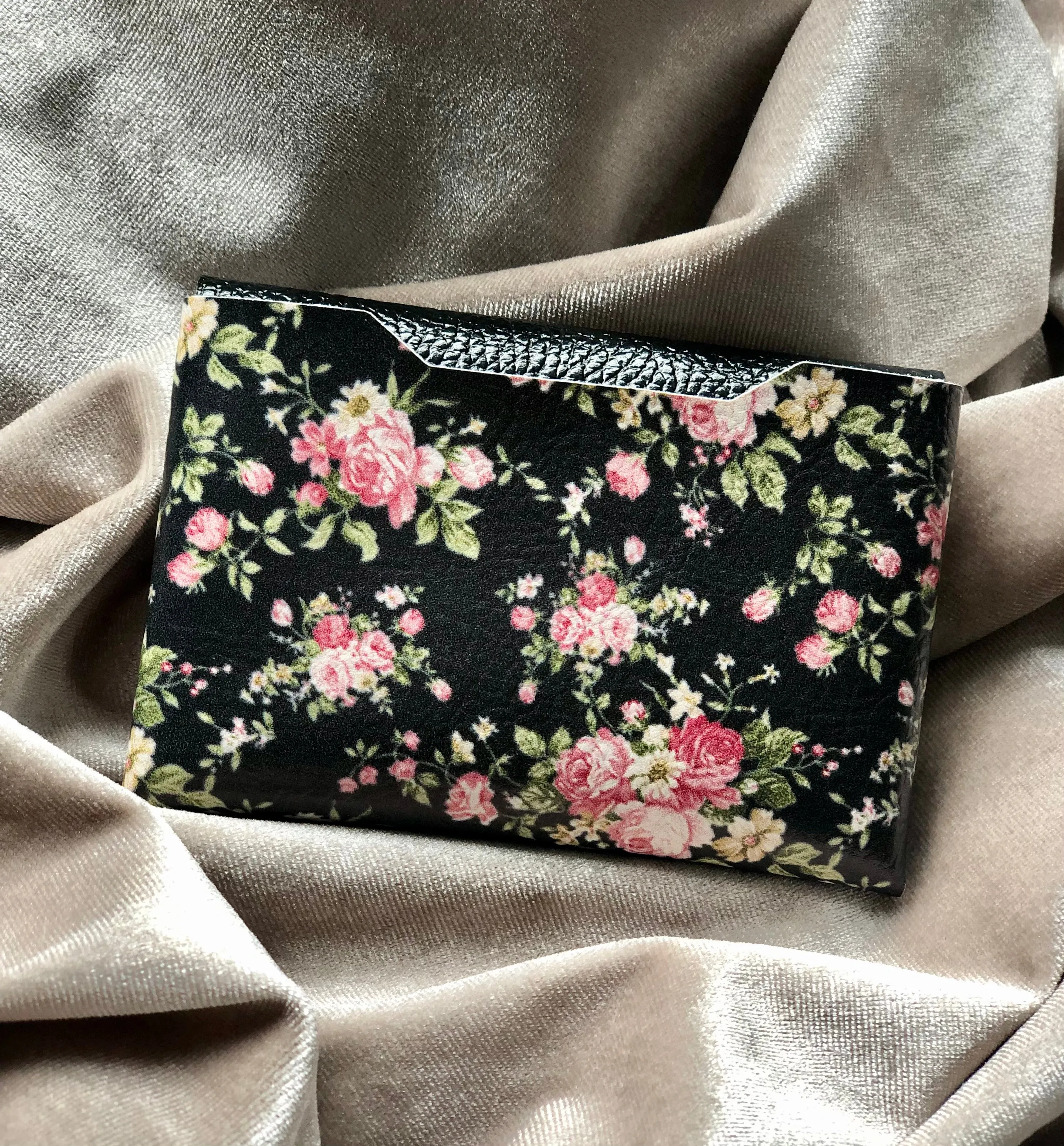 Black Floral Pouch