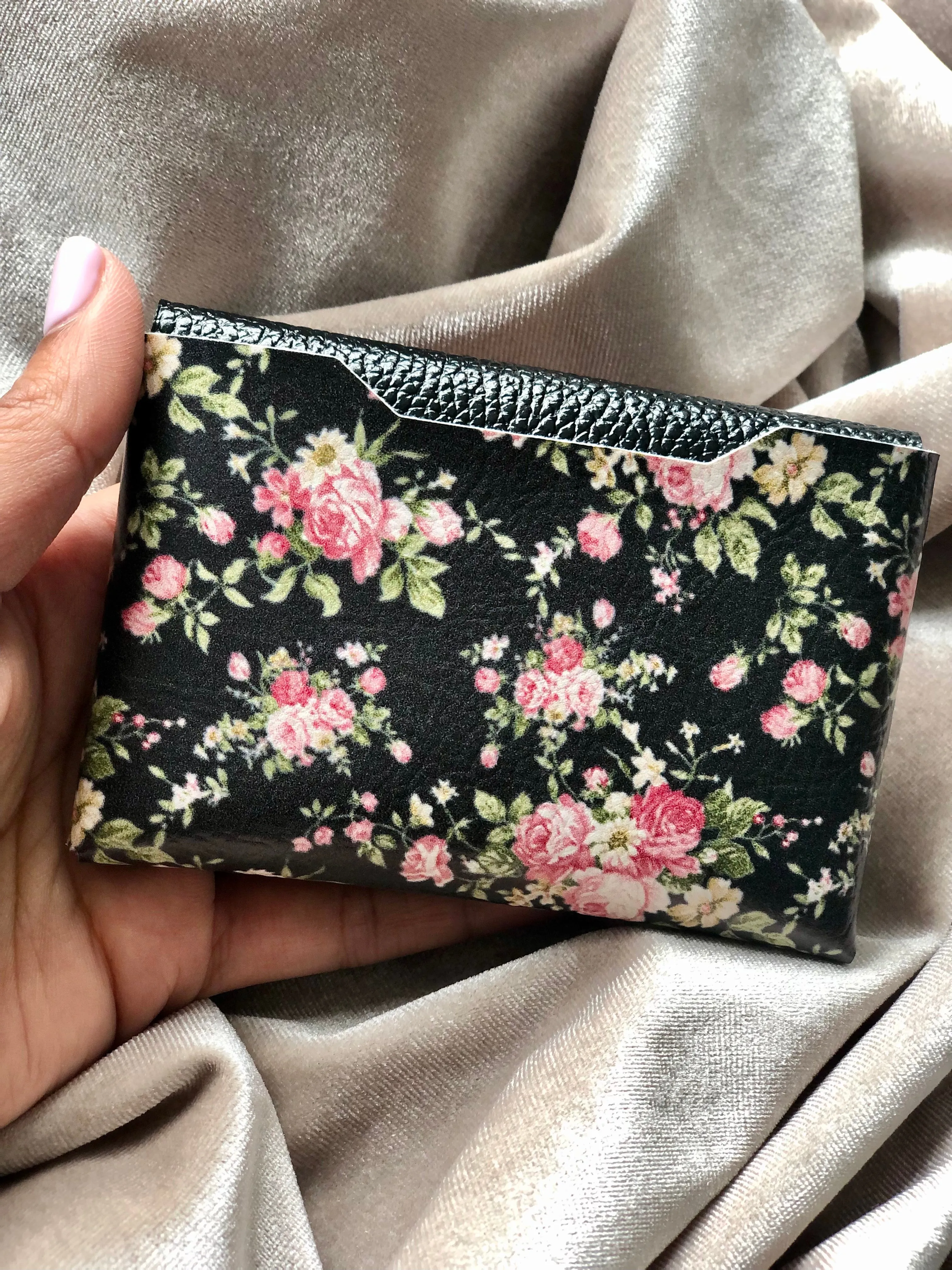 Black Floral Pouch