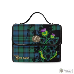 Black Watch Ancient Tartan Waterproof Canvas Bag with Scotland Map and Thistle Celtic Accents