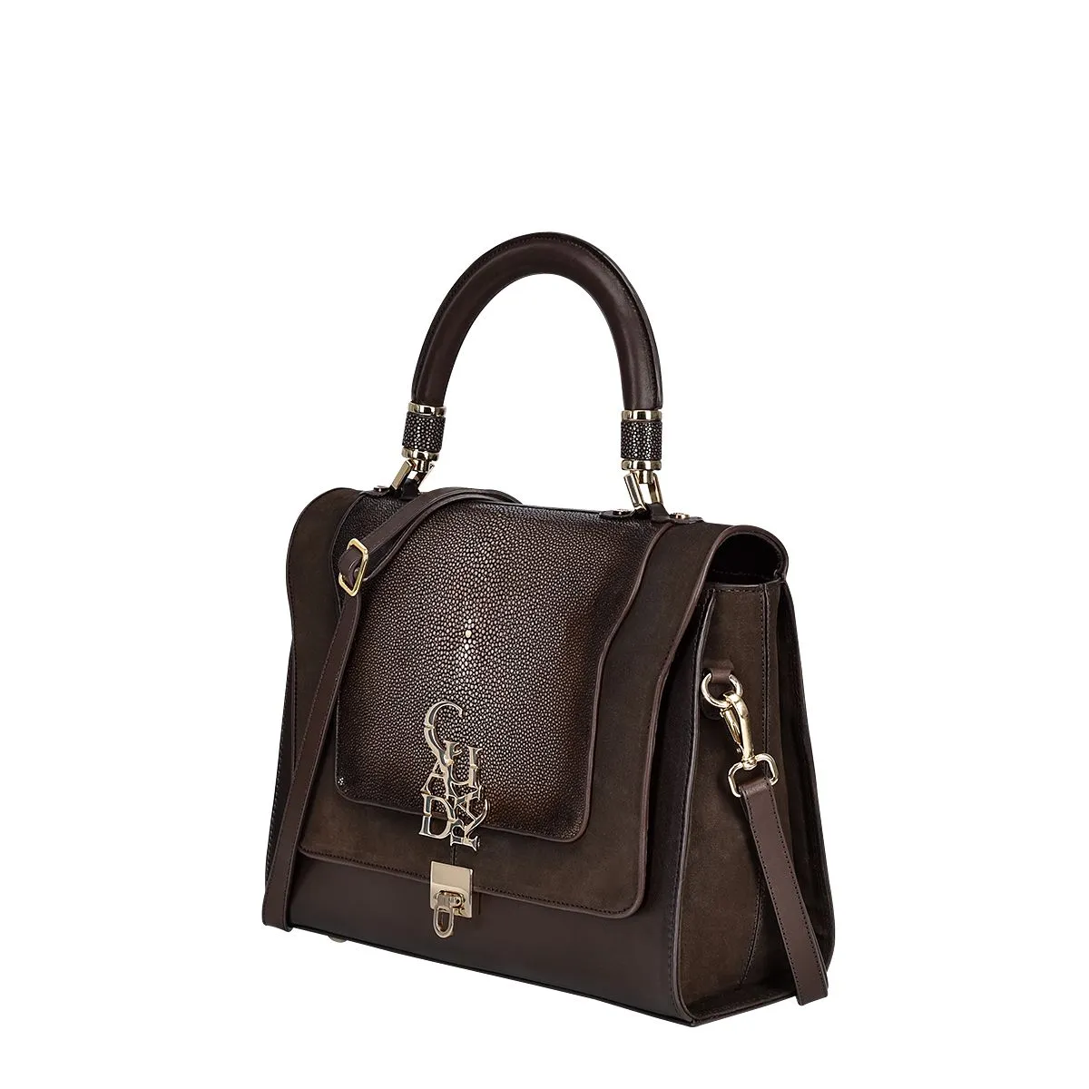 BOD33MA - Cuadra chocolate dress fashion stingray leather messenger for women