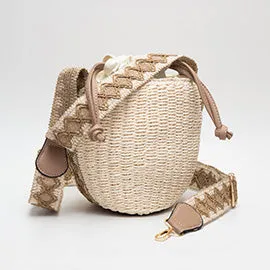 Boho Strap Straw Bucket Bag