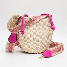 Boho Strap Straw Bucket Bag