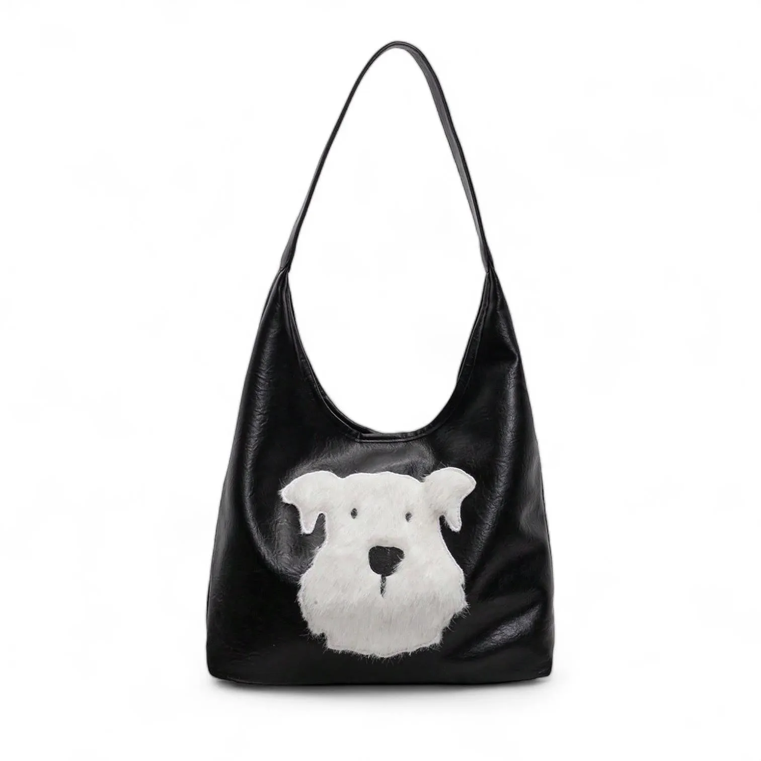 BOLSO 3D Fur Dog Embedded Leather Large Tote Bag