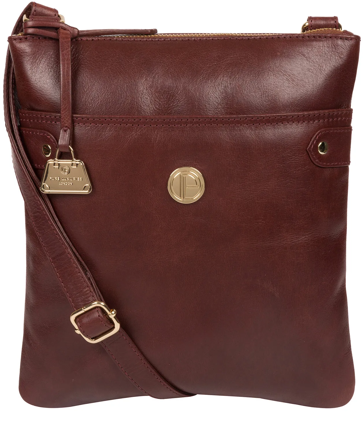 'Briony' Chestnut Leather Cross Body Bag