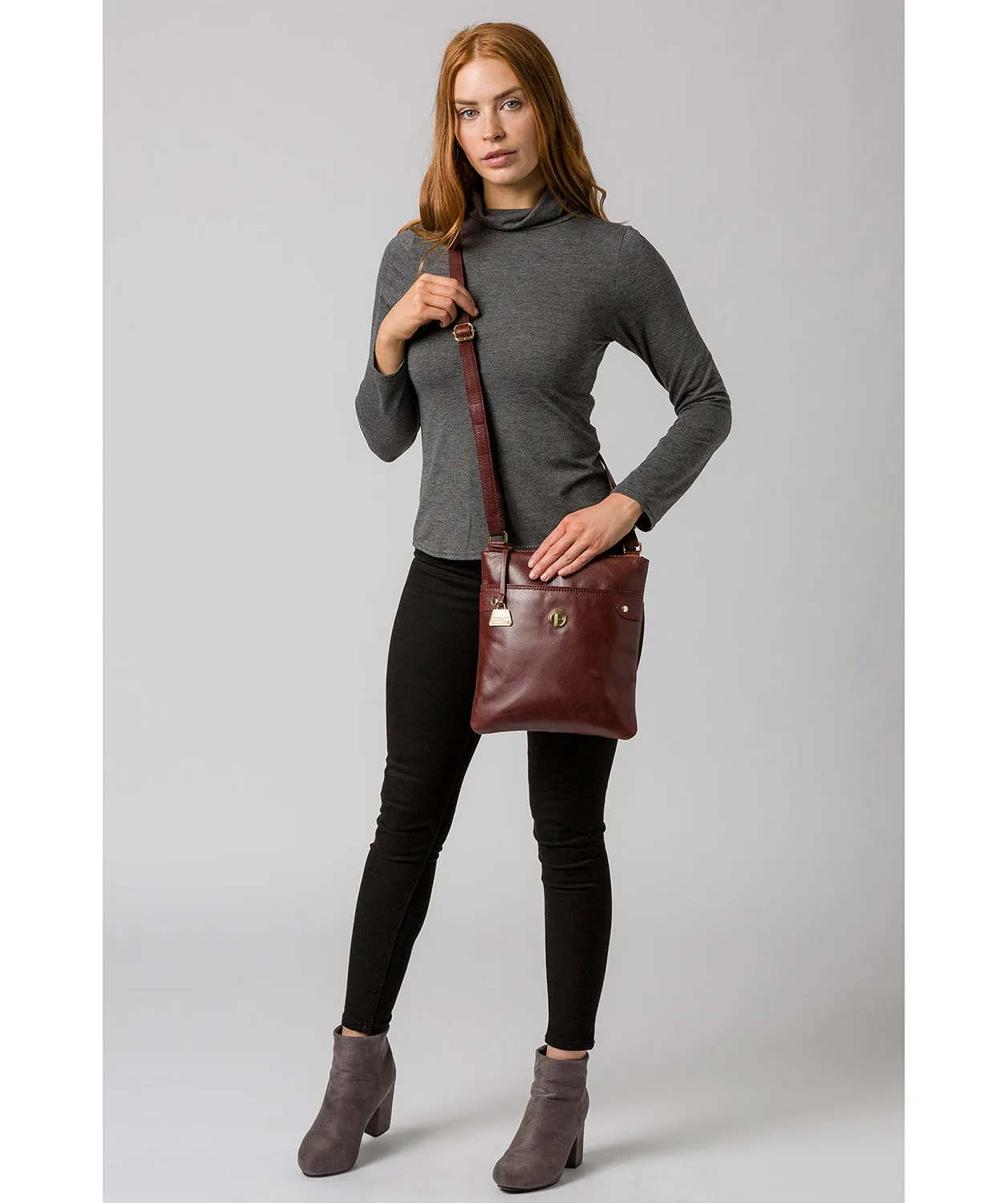 'Briony' Chestnut Leather Cross Body Bag