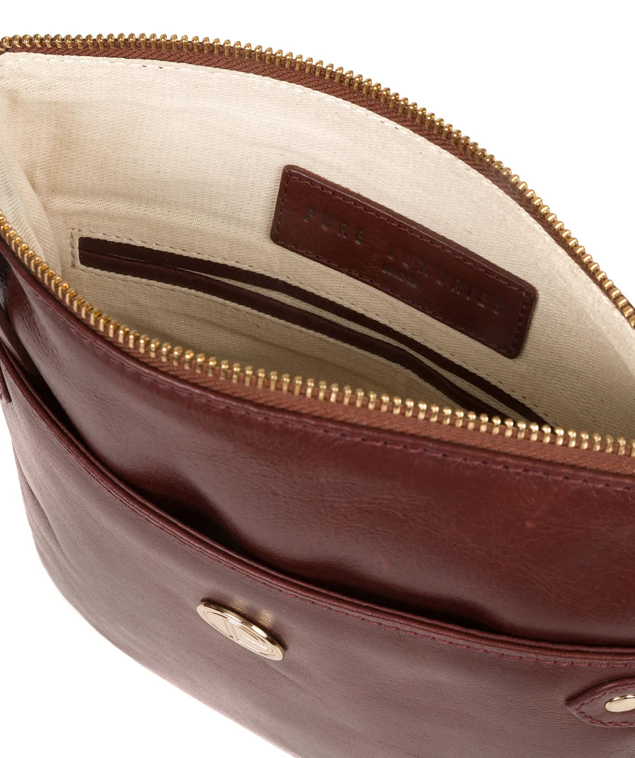 'Briony' Chestnut Leather Cross Body Bag