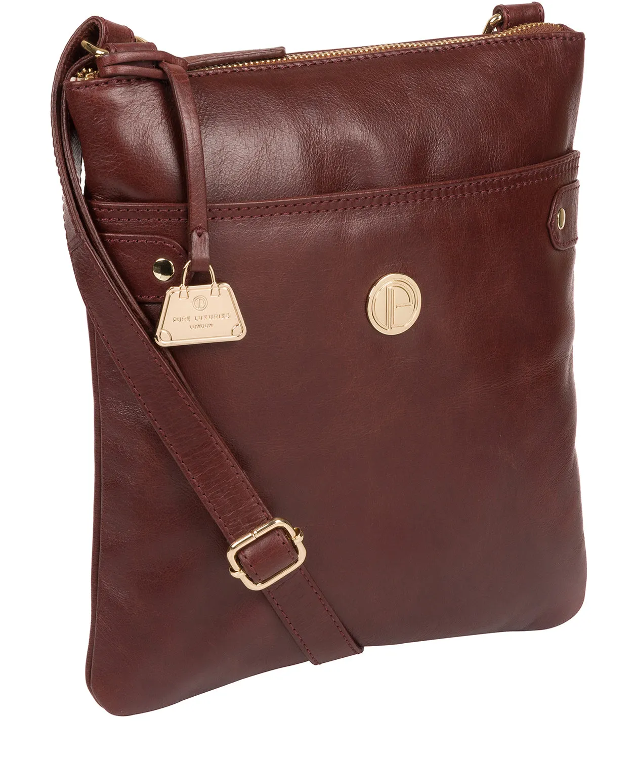 'Briony' Chestnut Leather Cross Body Bag