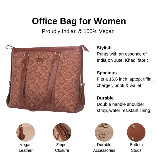 Brown Floral Motif Women's Office Bag