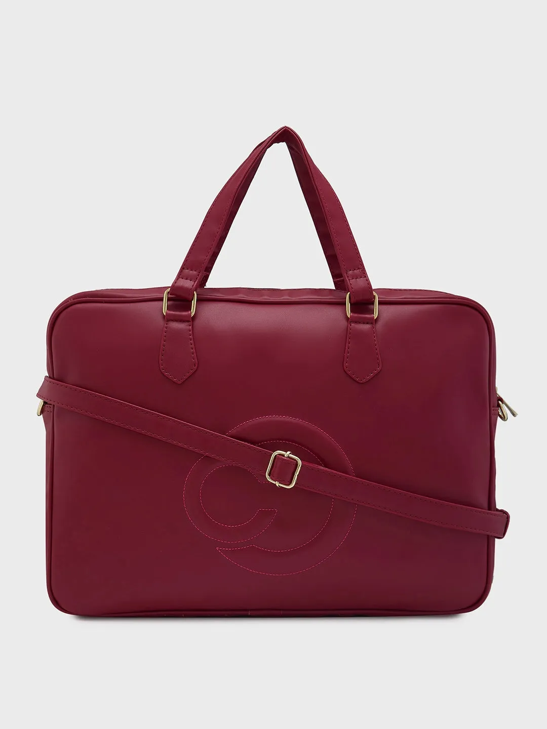 Caprese Dora Laptop Bag Large Solid Women'S Office Handbag Burgundy