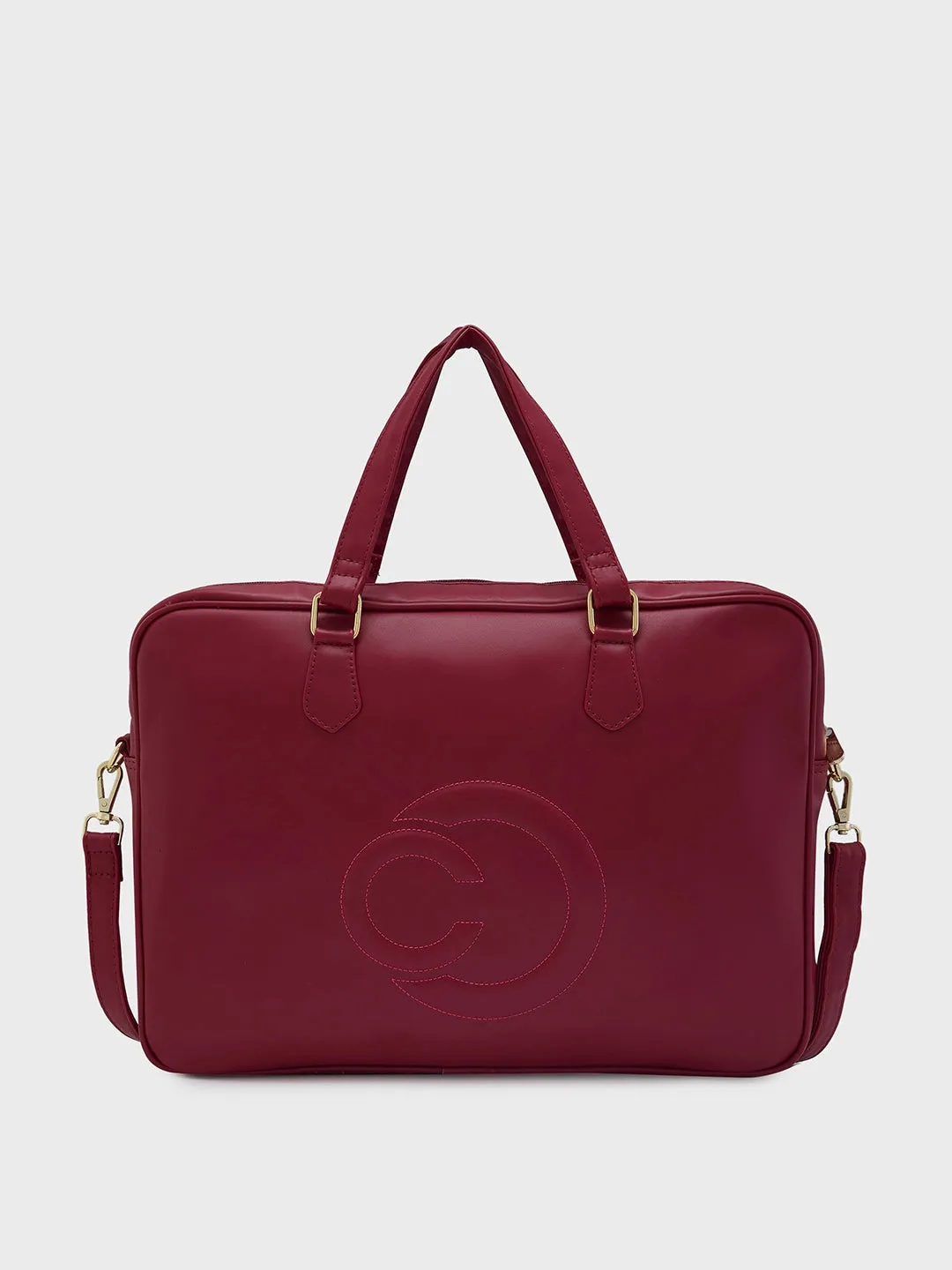 Caprese Dora Laptop Bag Large Solid Women'S Office Handbag Burgundy