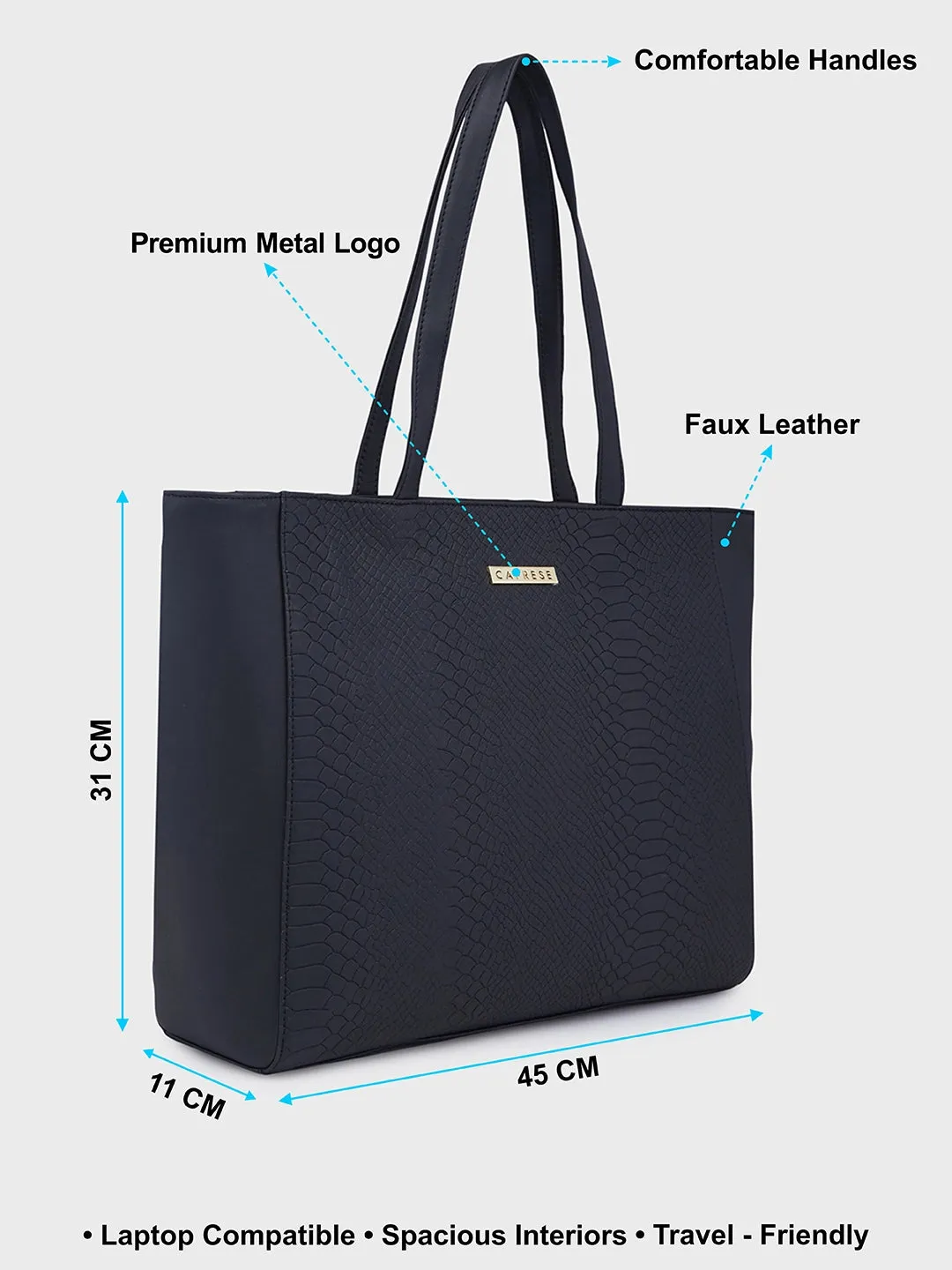 Caprese Rina Laptop Tote Large Black