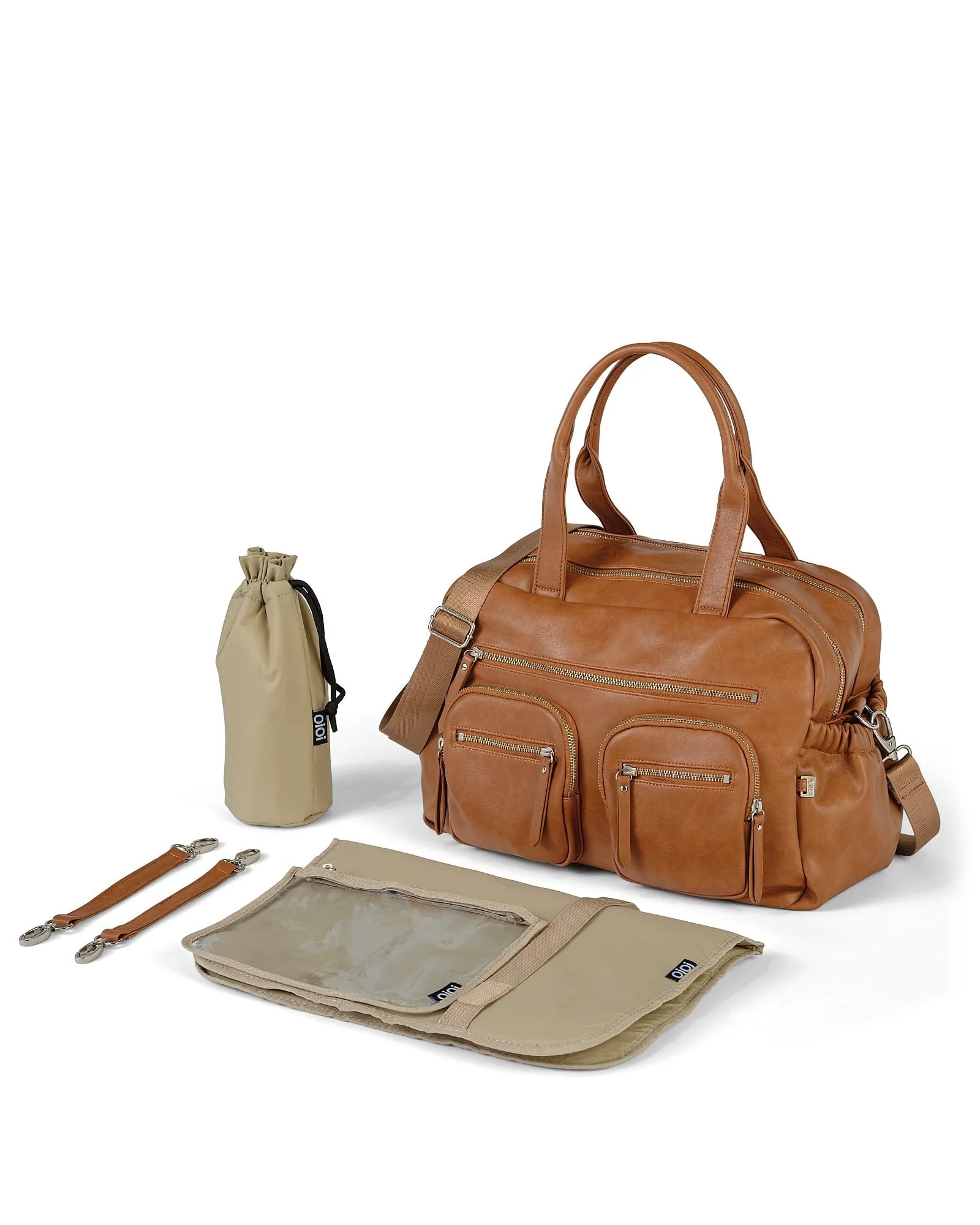 Carry All Nappy Bag - Tan Vegan Leather