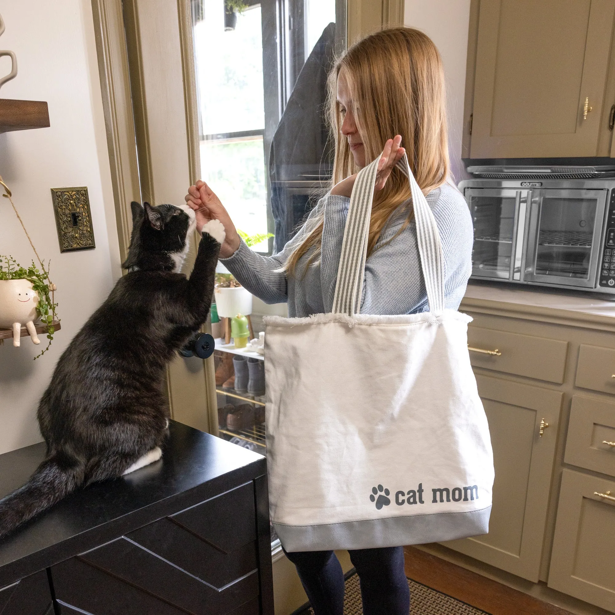 Cat Mom Canvas Tote Bag