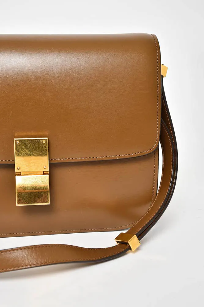 Celine Brown Leather Medium Box Crossbody Bag