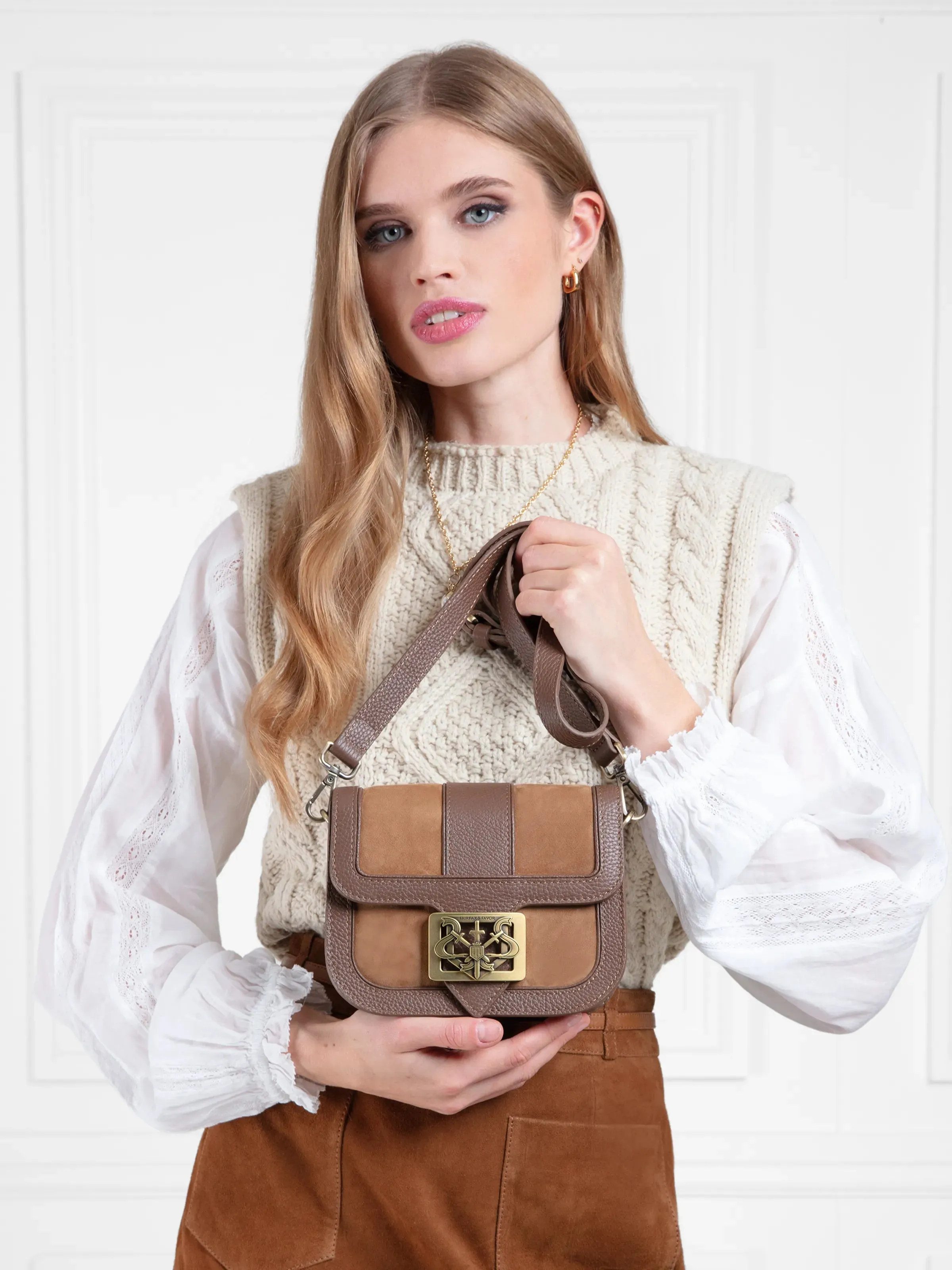 Clarence Handbag - Tan Suede