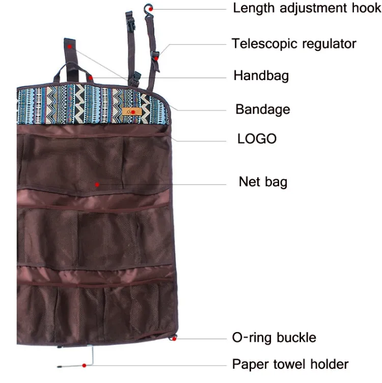 CLS Outdoor Multifunctional Storage Portable Hanging Bag Tent Storage Mesh Bag