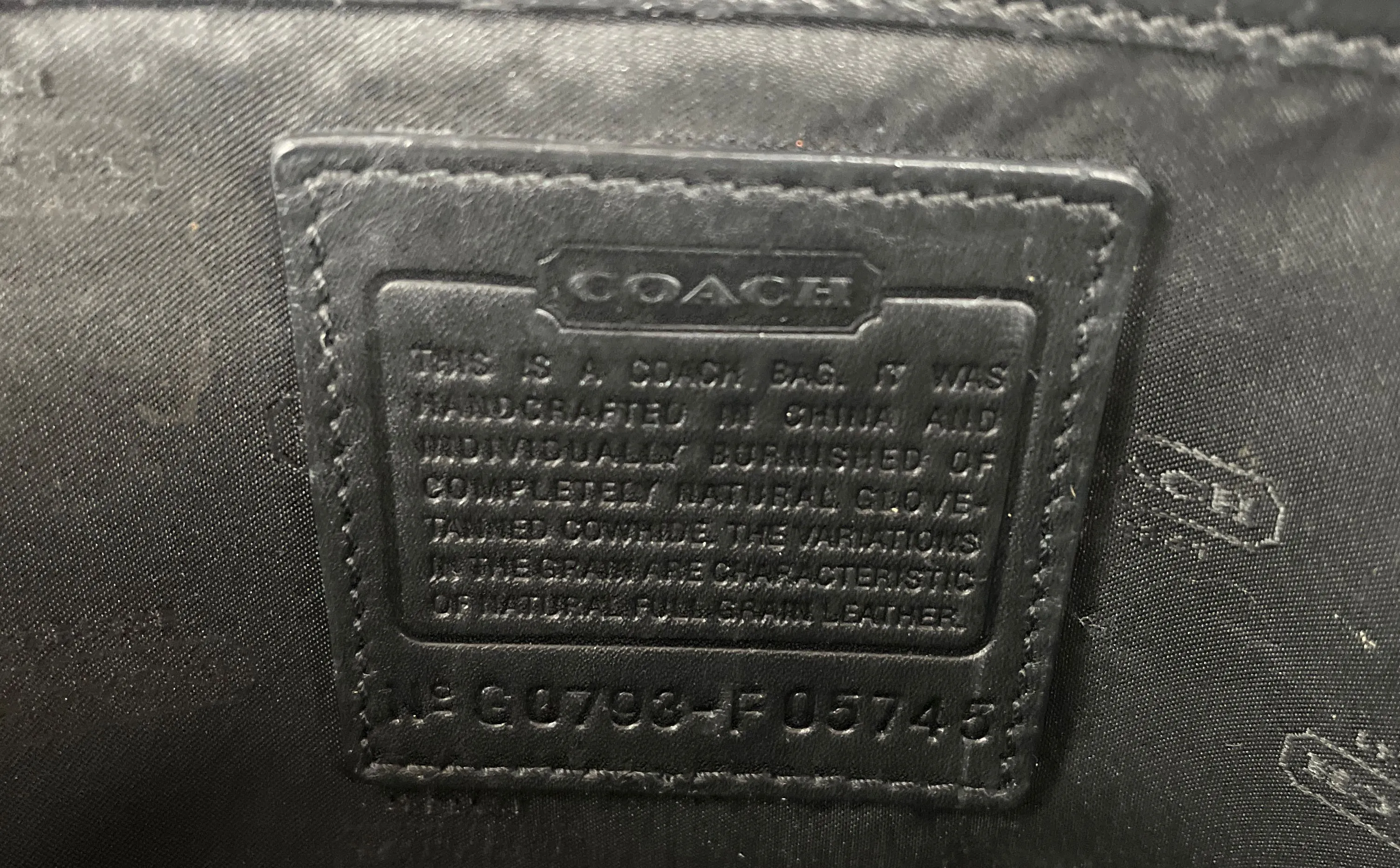 Coach F05745 Hudson Black Leather Zip Laptop Satchel Shoulder Bag Briefcase