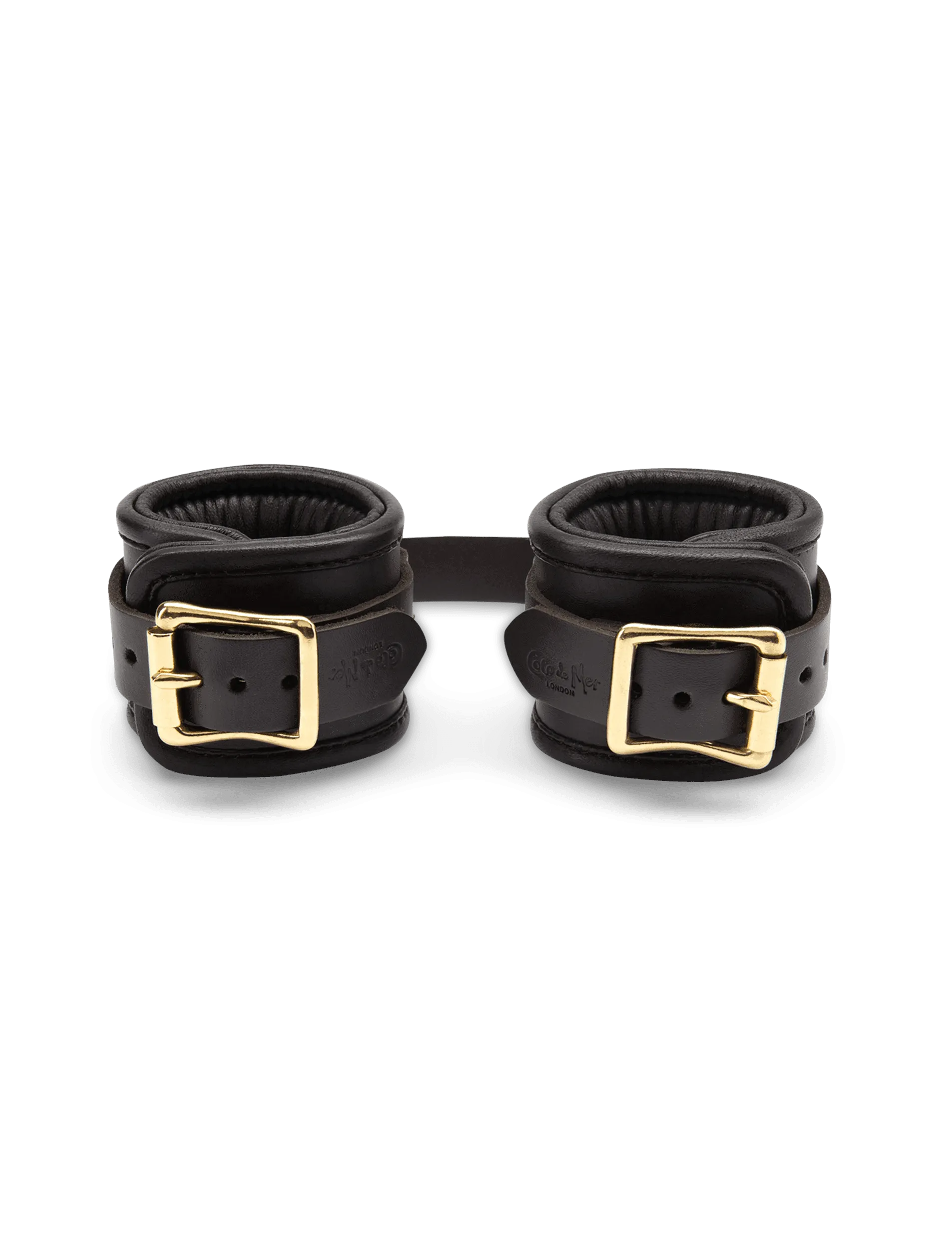 Coco de Mer Black Leather Wrist Cuffs