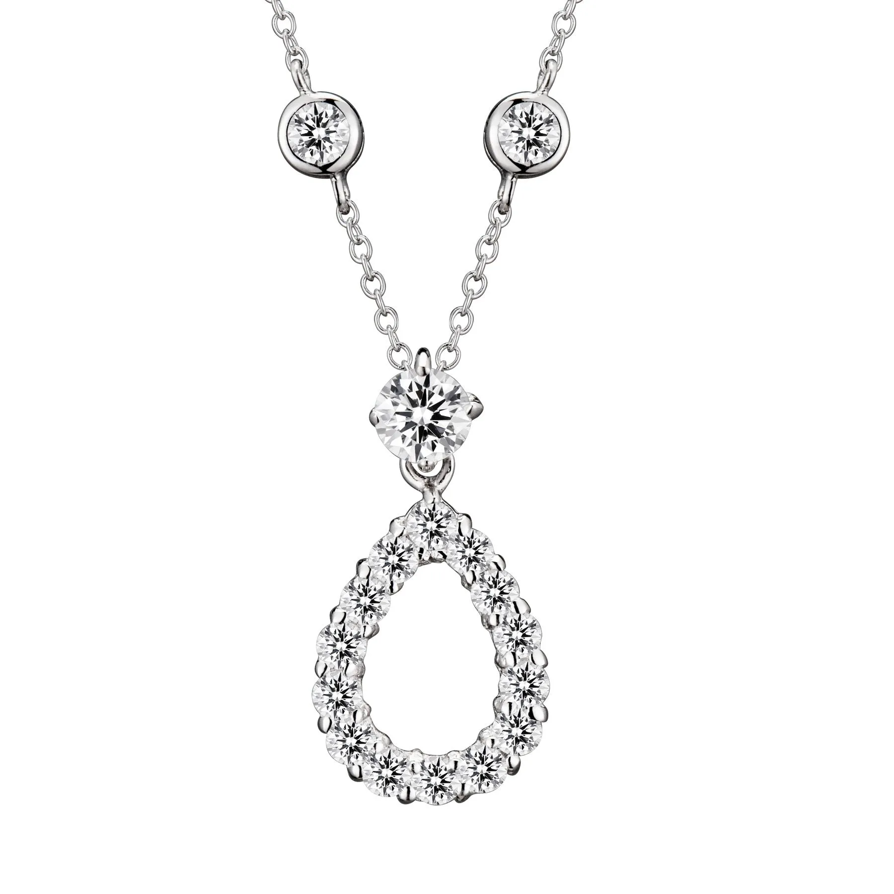 Constance Teardrop Halo Flower Necklace