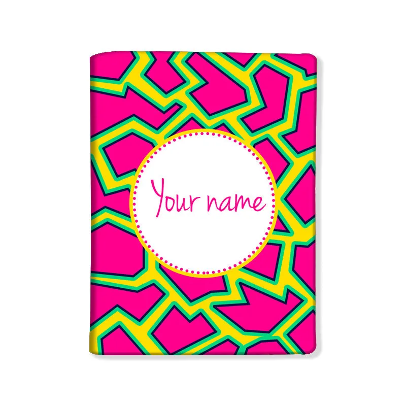 Customized Passport Cover Travel Luggage Tag - Pink and Yellow Line Pattern