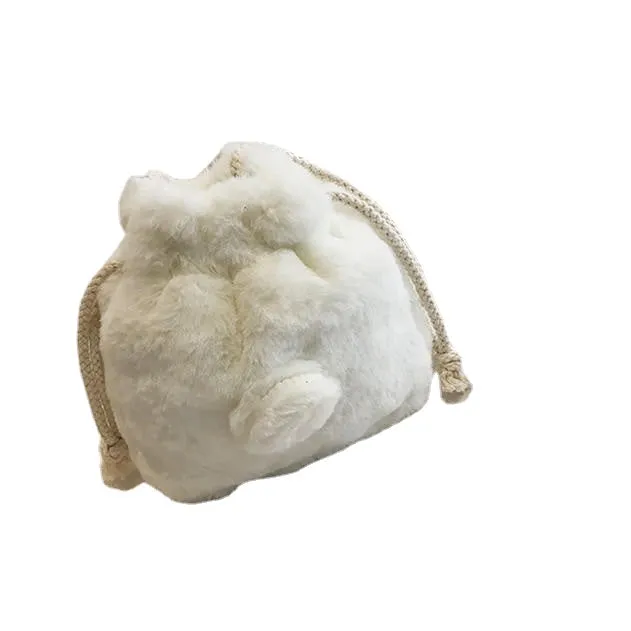 Cute Plush String Bucket Bag Shoulder Crossbody For Women