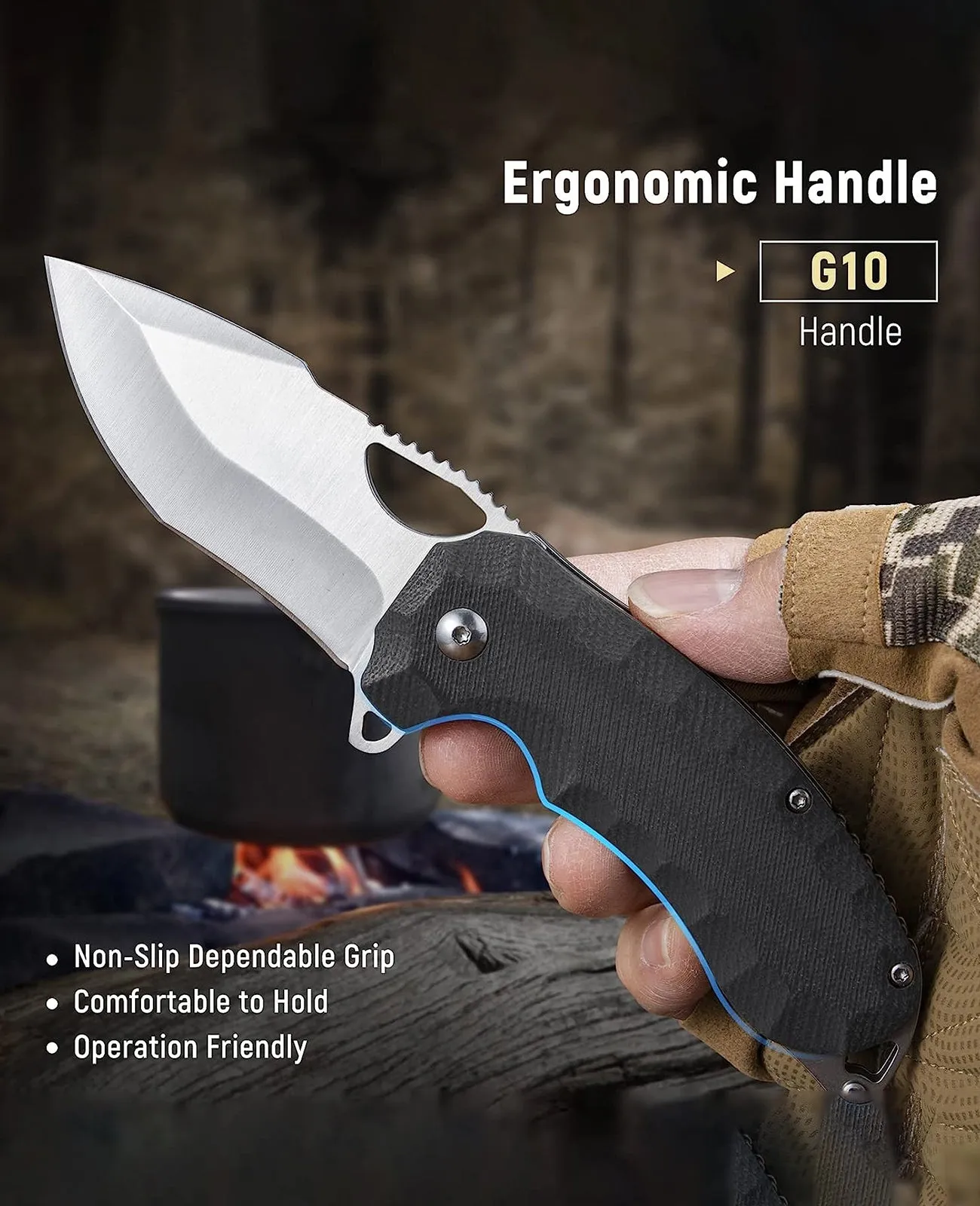 CVLIFE Pocket Knife for Men - 3.1'' Ultra Sharp Blade G10 Handle EDC Tactical Knife