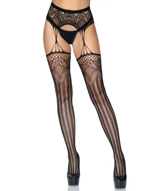 Deco Net Garter Belt Stockings