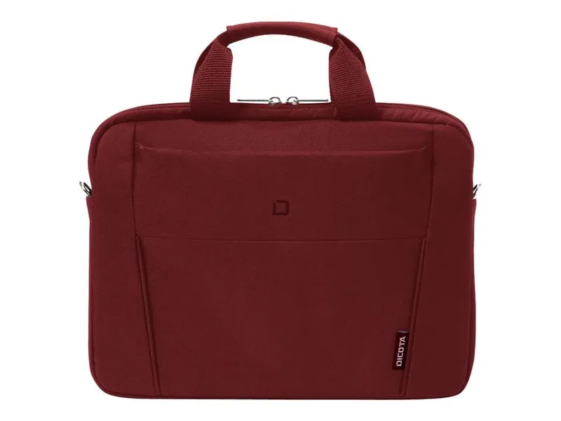 Dicota Slim Case Base Laptop Bag 14.1" Red. The Functional, Lightweight Notebook Bag Comes With A Lockable Cushioned Not