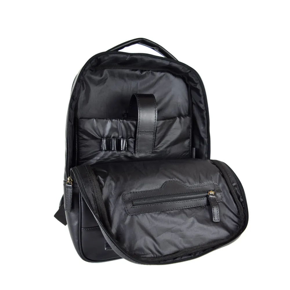 Double compartment backpack in Black Leather - 30% OFF - Limited edition Harley Davidson Logo - FINAL SALE NO EXCHANGE