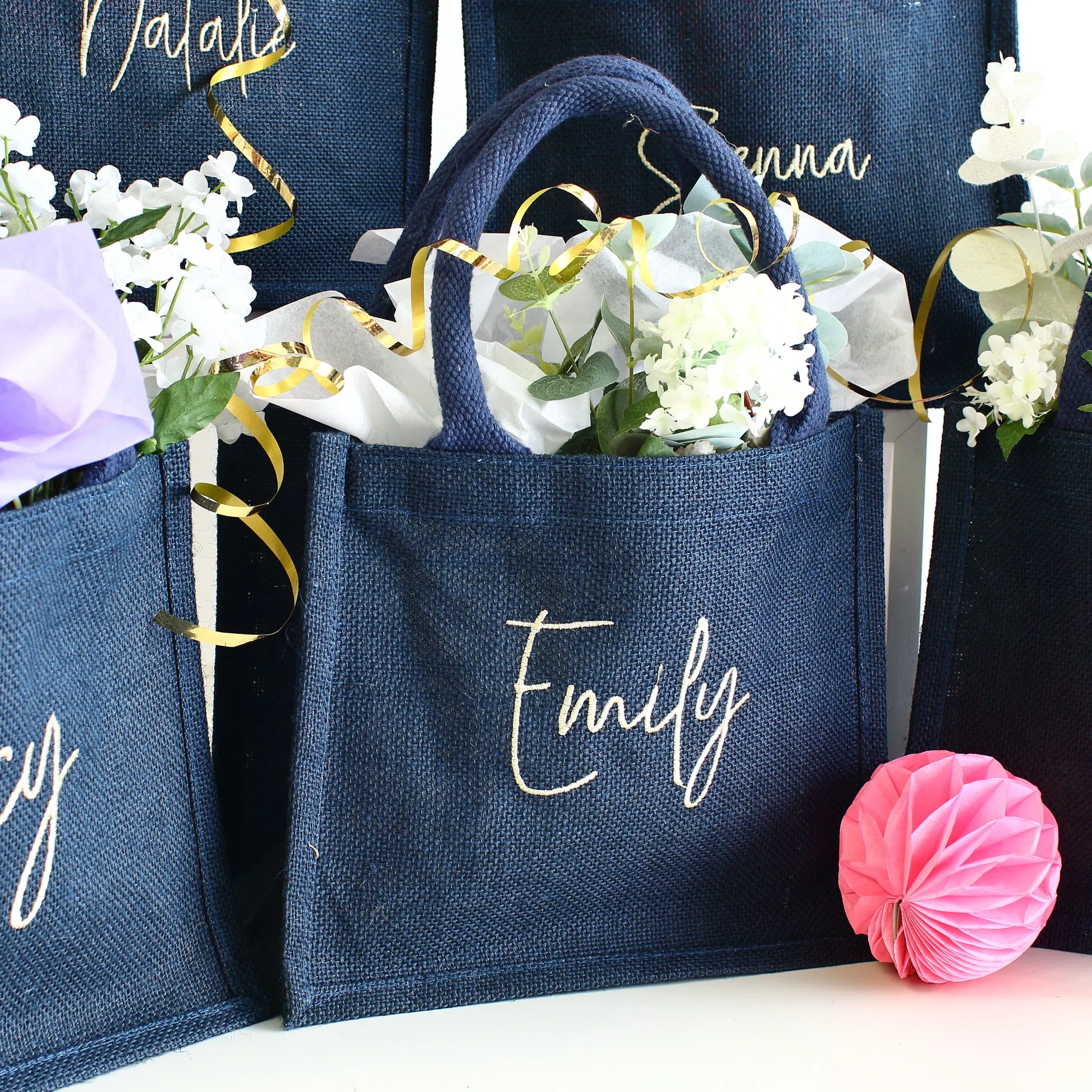 Embroidered Gift Bags - Blue