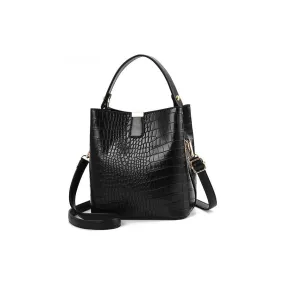 Exotic CrocLuxe Leather Bucket Shoulder Bag